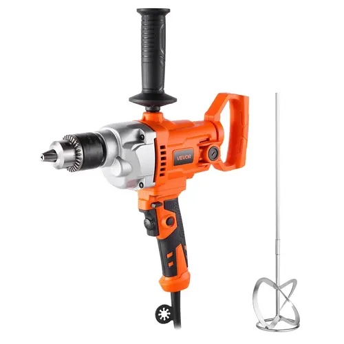 【toolupgrade】VEVOR Corded Electric Drill Mixer Set, 5/8 inches Metal Body, 5.8A 0-850RPM, Lock-On Button, D-Handle, Handheld Tool for Home DIY & DIY Users (Cement, Paint)