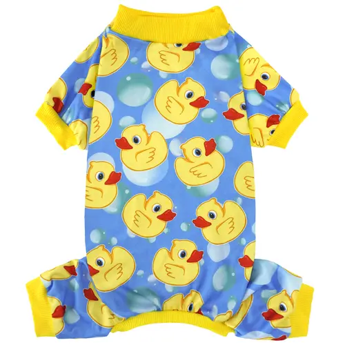 XPUDAC Bubble Duckies Print Soft Warm Pet Pajama - Universal Fit Fabric Clothing for Hairless Dogs & Cats, Stylish Summervibes Animal Costume with Warmth for Indoor/Outdoor Use,Festive Christmas Halloween Gift,sohochic