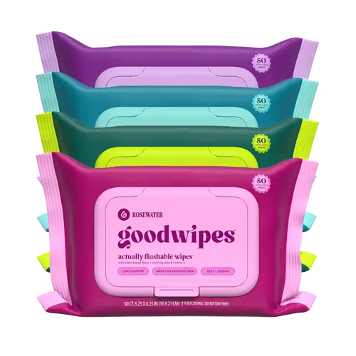 Goodwipes Variety Pack - Extra Large Flushable Wipes, 40% Larger Than Average, Plant-Based Fibers, Safe for Sewer & Septic Systems - 4 pack of 50ct