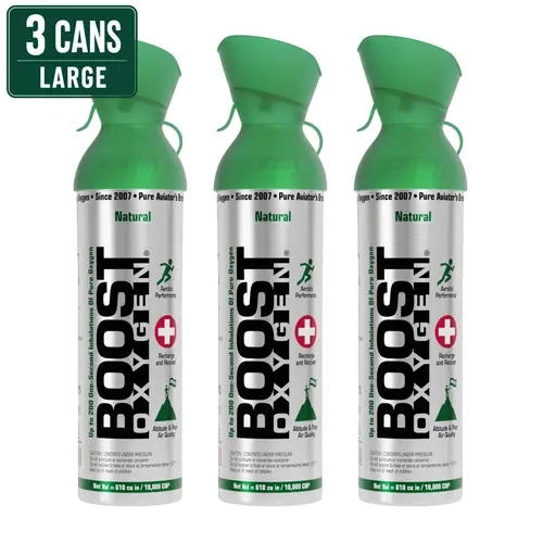 Boost Oxygen Large Size 3-Pack - 95% Pure Portable Oxygen for Athletes, Self-Care, Altitude Support, Fitness Recovery, Lavender Calm Scented or Natural Respiratory Aid