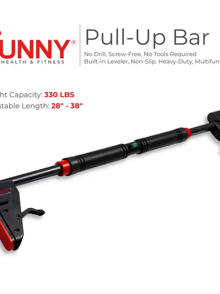 SUNNY 330LBS Adjustable Pull Up Bar 28"-38" No Drill Tools Installation Damage Door Twist Handlebar to Non-Slip Heavy-Duty Bar for Home Workouts Chest Strength Push Ups Bars Muscle Training Equipment Gymnastic bar Fitness Arm Trainer Exercise Equipment
