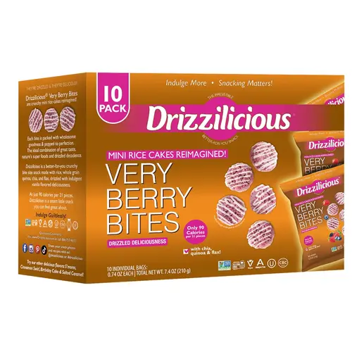 10 Pack - Drizzilicious Mini Rice Cakes Very Berry 0.74oz