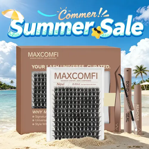 MaxComfi Navi Lash Clusters, Voluminous DIY Lash Extensions with a Soft Thin Band, Long-Lasting, Waterproof and Beginner-Friendly, Lash Cluster, Cluster Lashes, Makeup Cosmetic Eyelashes