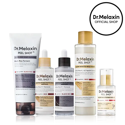 [Dr.Melaxin Official] The Ultimate Exfoliating Glow Rice Routine Set Exfoliating Glow Rice Peel Shot Facial Cleanser Pore Care Serum Skin Repair Care