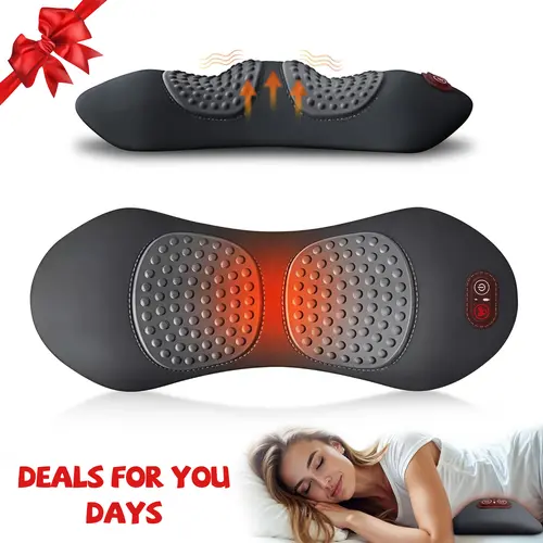 Rechargeable Lumbar Massager Pillow - Height-Adjustable Electric Lumbar Support, Heating Vibration, Circulation Boost, 4-5H Runtime, Automatic, Low Back Pain Relief, Handheld Cordless Feature Massage Device for Body, Home Use (Black),sohochic