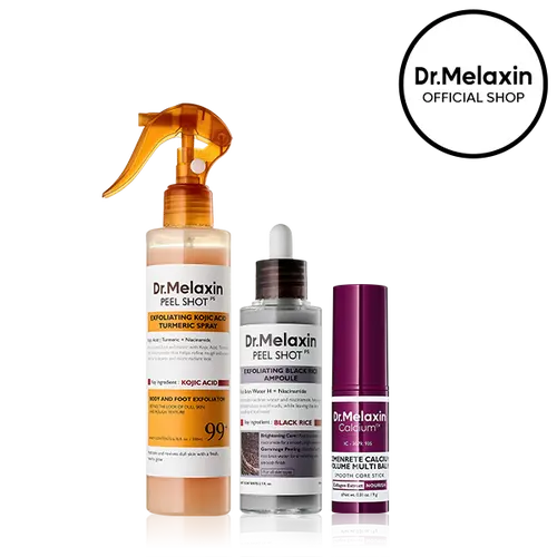 [Dr.Melaxin Official] Iconic Glow Perfection Trio | Face & Body Peeling, Eye Volume Care for a Radiant Korean Glow