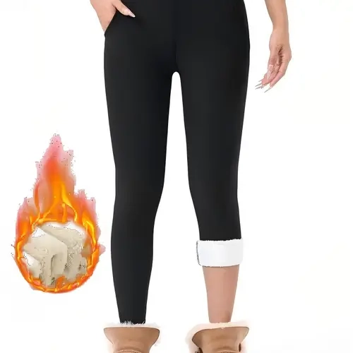Women's Soft Fabric Fleece Lined Thermal Leggings, High-Waist Fitted Full Length Shaping Pants for Winter Outdoor Sports, Female, Ribbed Women's Sports Joggers, Slimming High‑Rise tiktokshopbacktoschool,back to school,back to school haul,sohochic