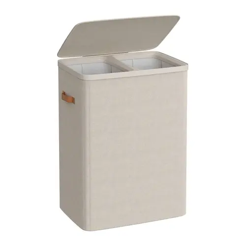 SONGMICS Laundry Basket, 44.9 Gal. Laundry Hamper, 2 Compartments, Easy Assembly, with Lid and Handles, Removable Inner Bags, Joseph
