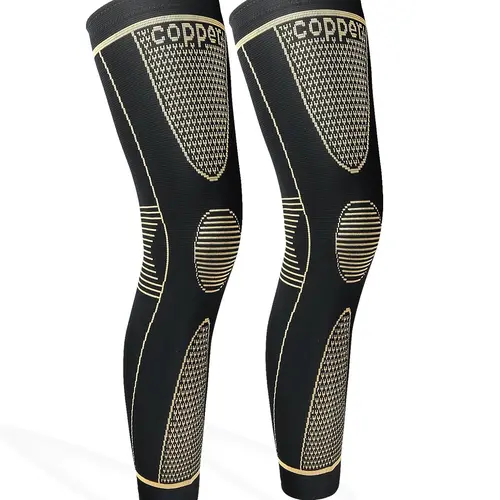 Unisex Full Leg Sports Compression Sleeves - Leg Support, Lint-Free Fabric, Patellar Reinforcement for Basketball, Cycling (Arthritis Relief)