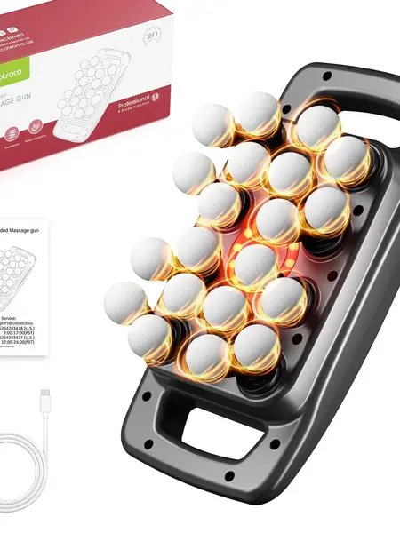 Cotsoco 20-Head Massage Gun, Deep Tissue Percussion Massager with 9 Modes and 9 Intensities, Handheld Muscle Massager for Back Shoulders Legs Foot & Body Pain Relief, Gift for Men and Women