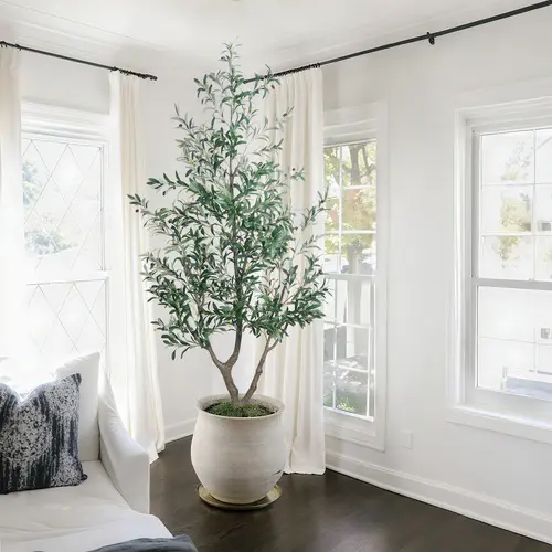 VITALISMO 5-7FT Realistic Artificial Olive Tree - Lush Branches & Leaves, Decorative Fake Tree, Artificial Faux Greenery for Home & Office Décor, Fake Indoor Plants