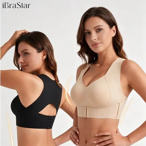 【Postural correction】Soft Breathable Wireless Sports Bra - Women's Full Coverage, Non-Removable Moulded Cups | Beige Yoga Gym Daily Fitness Activewear