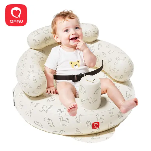QPAU Inflatable Baby Seat with Safety Harness for Babies 3 Months & Up, Baby Floor Seats for Sitting Up, Baby Seats for Infants, Blow Up Baby Chair with Built in Air Pump (Dinosaur), Children's Day Gifts homeessentials, tiktokshopbacktoscho sohochic