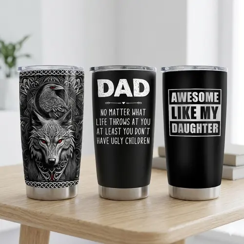 SANDJEST 20oz Dad Collection Insulated Tumbler with Lid, Portable Reusable Double Wall Stainless Steel Thermal Cup, Hot/ Iced Coffee Travel Flask, Ready-to-Go Use Outdoor Travel Camp, Gift for Him Dad Christmas Fall
