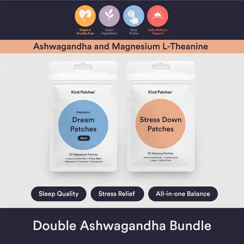 Double Ashwagandha Bundle: 30 Magnesium Patches + 30 Relaxing Patches, Support Sleep Quality, Stress Relief, Double Ashwagandha, Magnesium L-Theanine
