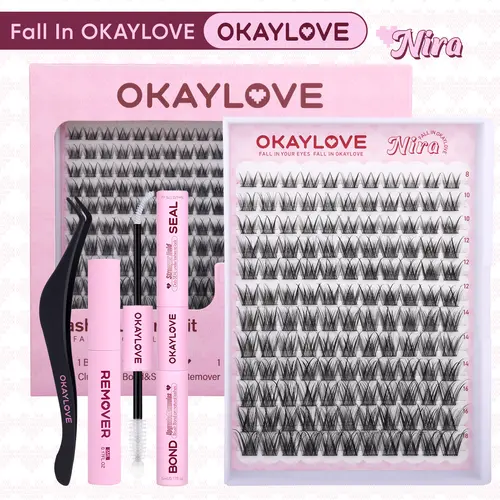 OKAYLOVE Elia Black|Brown Lash Clusters Kit, CD Curl Wispy Eyelash Extensions, DIY At-Home Natural Lash Clusters, Realistic Look for Natural Makeup Enthusiasts, Girl Gifts #backtoschool #sohochic, Eyelashes Extensions, Lightweight