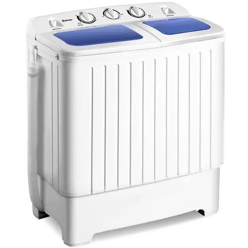 COSTWAY Twin Tub Washer, 20Lbs Capacity (12Lbs Washing and 8Lbs Spinning) Washing Machine, Compact Portable Laundry Station for Hotel-Spin Dry Only - No Drying Function, Christmas Festival Gift Black Friday Cyber Monday