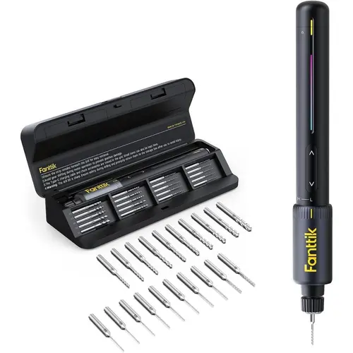 Fanttik K2 Nano Cordless Drill Tool, Mini Precision Handheld Grip Dual Speed Electric Tool Kit with 20 Drill Bits, 800mAh Rechargeable Batteries for DIY Repair, Jewelry, PCB