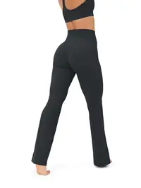PAVOI ACTIVE Women's High Rise Flared Leggings - Buttery Soft Bell Bottom Workout Pants with Quick Dry, Breathable, Pill-Resistant Fabric, Fold-Over Waist for Yoga Wear, Athleisure, All Seasons