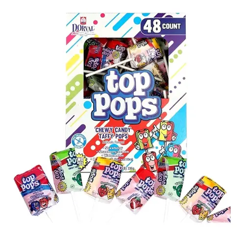 Taffy Top Pops Candy 48 Count Box Assorted Flavors