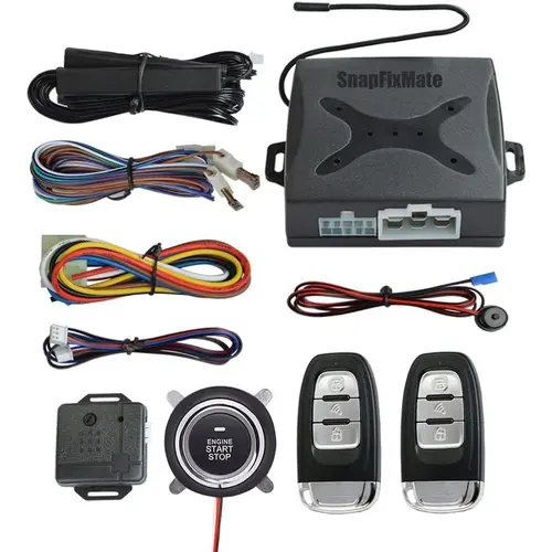SnapFixMate ① Passive keyless Entry Car Alarm System + ② Remote Engine Starter + ③ Push to Start Iginition Button (Support to Connect Original Siren) toolupgrade