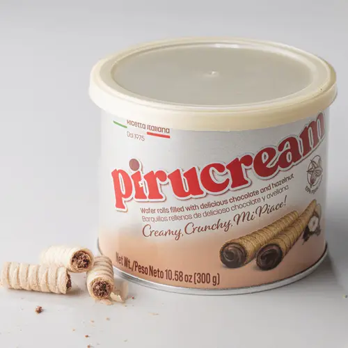 Pirucream Venezolano Organic Alkaline Chocolate-Hazelnut Crunchy Bite-Sized Wafers - 100% Pure Cocoa Snack for Dessert Lovers, 10.58 oz