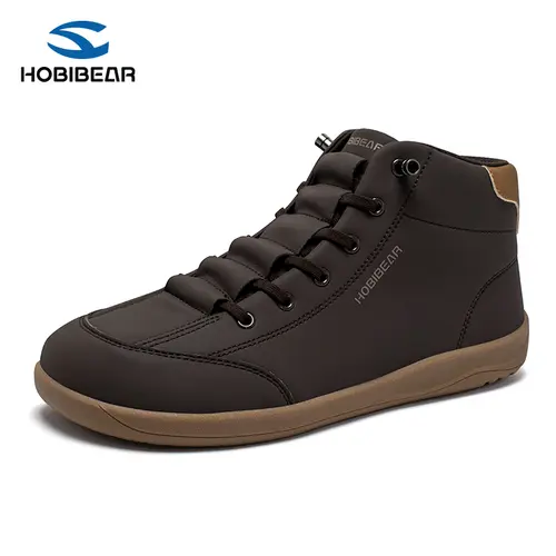 HOBIBEAR Women's High-Top Genuine Leather Footwear - Wide Toe Box, Ergonomic Design, Everyday Casual Walking Shoes, Women's Sneakers tiktokshopbacktoschool
