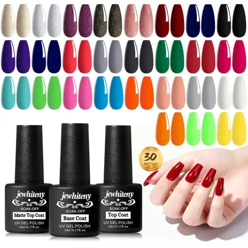 JEWHITENY 27-Color Glossy Gel Nail Polish Set, Soak-Off DIY Manicure Starter Kit for Home Use, Ideal Gift for My Nail Set Enthusiasts