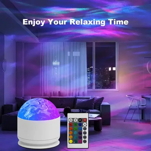 JEYUIN 16-Color RGB Galaxy Projector Light - Remote-Controlled LED Nightlight with Ocean Wave, 3D Water Ripple Effects, Cool Room Decor, Whimsical Home Decor, LED Lights Bedroom, Tech Gadget, Birthday Gift Rgb Atmosphere Lights Rgbw Led Lights