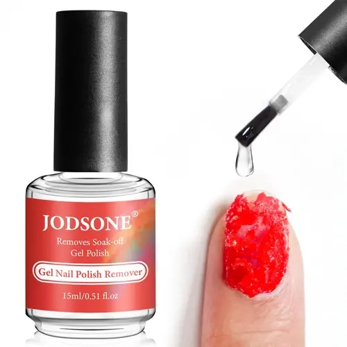 JODSONE 15ml Gel & Acrylic Nail Art Remover, Quick 3-5 Min Removal Organic Acetone-Free Formula with Brush Applicator for UV Nails, Cute Selfcare Manicure Product