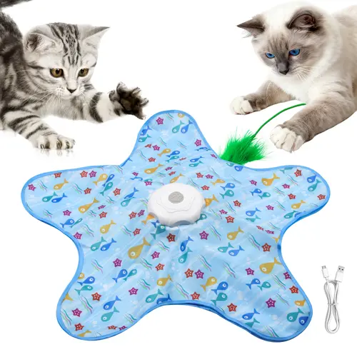 Interactive Unpredicatable Moving Feather Hunting Cat Toy , Hide and Seek Rechargeable Cat toy for bored cat,Automatic Chargeable，Indoor Exercise & Boredom Relief for All Breeds cats