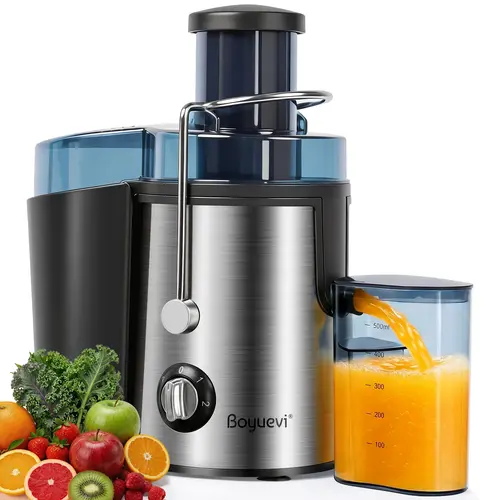 BOYUEVI 800W Centrifugal Juicer Machine - Kitchen Appliances, 3" Wide Feed Chute, 30oz Juice Jug, BPA-Free ABS Plastic, 8-in-1 Fruit Squeezer, Lemon Juicer, Orange Juice Machine, Compact, Family Size, Easy to Clean Mothers' Day Gift sohochic