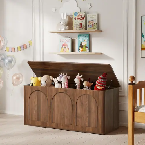Giratree 39'' Shoe Storage Bench, Wood Storage Chest with Flip-Top, Farmhouse Wooden Storage Chest for Hallway, Bedroom, Living Room