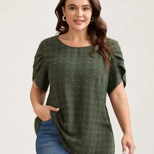 BloomChic Plus Size Women's Casual Tops [M-6X] - Lightweight Textured Blouse with Petal Sleeves, Flowy Elegant Fit, Summer Essential Work Outfit,Back To School,Fall Pick, Spotlight Day,back to school,back to school shopping,SohoChic