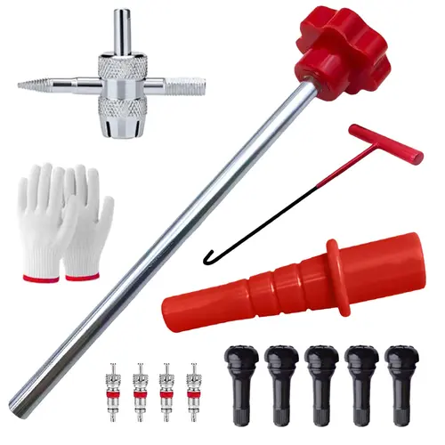 14-Piece Versatile Quick Change Tire Valve Tool Kit, Universal Design with 5 Standard Size TR413 Valves & 4-Way Tool, Ideal for Car Tire Repair, Great Christmas/New Year Gift (Gloves Compatible: Gloves Not Included),toolupgrade