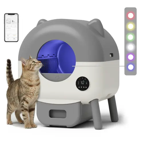 Warcat LED Light Automatic Cat Litter Box App Control & Safety Sensor, 2.4G WiFi, Large Capacity #tiktokshopbacktoschool #sohochic