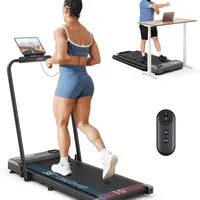 THERUN Walking Pad with Handle Bar, Under Desk Portable Treadmill, 300lbs Load Shock Absorption LED Display & Remote Control Compact Treadmill for Home & Office Exercise