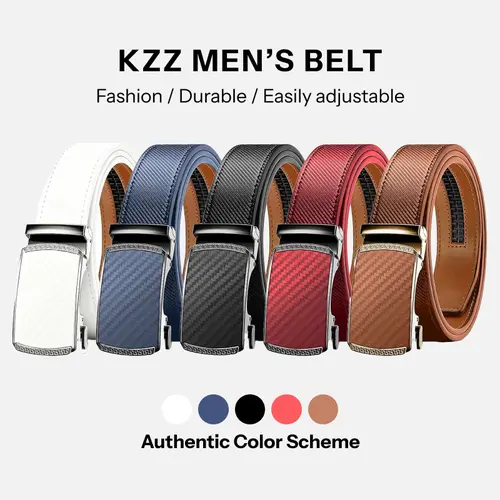 KZZ Mens Belt Leather Ratchet Easy Release Belt Dress and Casual Adjustable Belts for Men's Wear Gift Fathers Gift christmas gifts for him Tailored Fit Anniversaries Alloy Buckle,sohochic