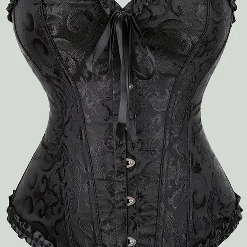 Women's Casual Ruffle Body Shaping Garment, Under Bust Elastic Ruffled Corset, All-Season Wear, Front Bow Detail, Fashion & Comfy Shapewear, Corsets Tops, Perfect for Every Woman