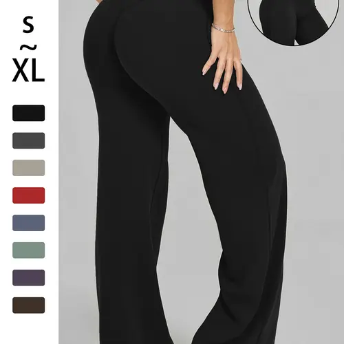 Women's Plain Loose Fashion Sport Pants, High Waist Elastic Comfortable Straight Leg Activewear, Slimming Wide Leg Yoga Casual Pants, Spring Summer Daily Wear, Loose Straight Sweatpants, Knitted Sports Pants, Casual Sports Bottoms