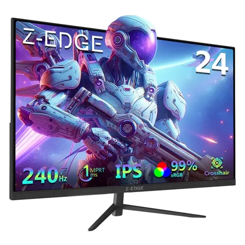 Z-Edge UG24PJ 24-Inch 240Hz FHD 1080p Fast IPS Gaming Monitor - 1ms MPRT, 350nits, 16.7M Colors, 99% sRGB, Frameless, Wall Mountable, Game Ready, 1x DP, 1x HDMI, Black White, IPS Screen, Wide Angle, FHD Computer Monitors for PC/Console Gamer Life