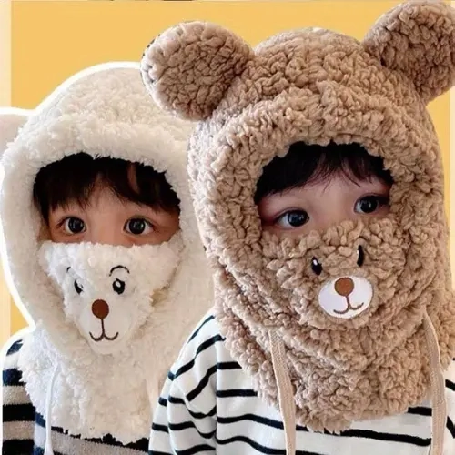 Year-end Sale Cute Anime Motif Cartoon Character Graphic 3-in-1 Fleece-Lined Warm Plush Hat-Scarf & Mask Combo, Double-Layer, Elastic Drawstring Closure, 100% Polyester, Lightweight Breathable, Unisex Autumn Winter Christmas Wear, Hand Wash Only, Anime Mo