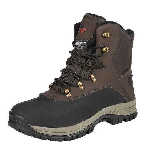 NORTIV 8 Men's Waterproof Winter Snow Boots - 200g Insulation, Lace-Up, Synthetic Toe, Cushioned, Slip-Resistant Rubber Sole, Synthetic Walking Shoes (US Sizes)