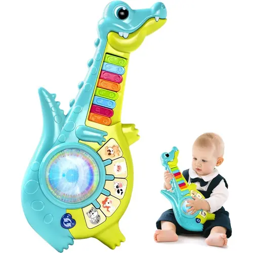 Plastic Musical Learning Piano-Guitar Toy with Animal Sounds, Toddler Gift for 1-2 Years/12-18 Months, 1st Birthday Present for Boys & Girls,sohochic