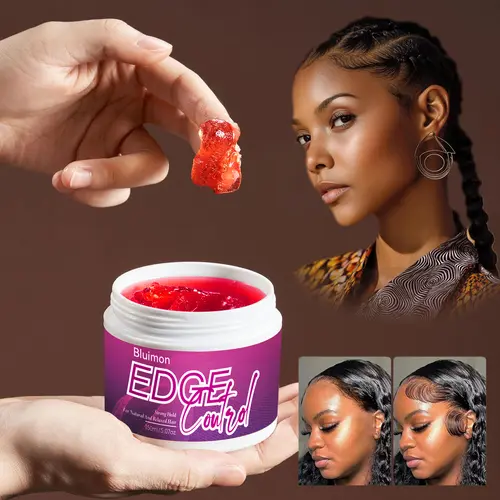 BLUIMON Edge Control Hair Styling Gel, Strong Hold Gel for Braids, Natural & Relaxed Hair, Smooth Hairline Styling, 150g/5.29oz