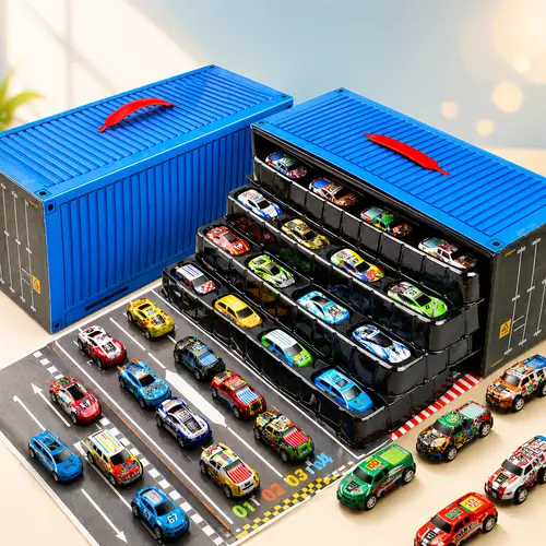 48 Pack Die-Cast Toy Cars for Kids, Mini Metal Race Car Set with Storage Container Display Case, Assorted Vehicle Toys Gift for Boys Girls Die Cast Vehicles Diecast Model