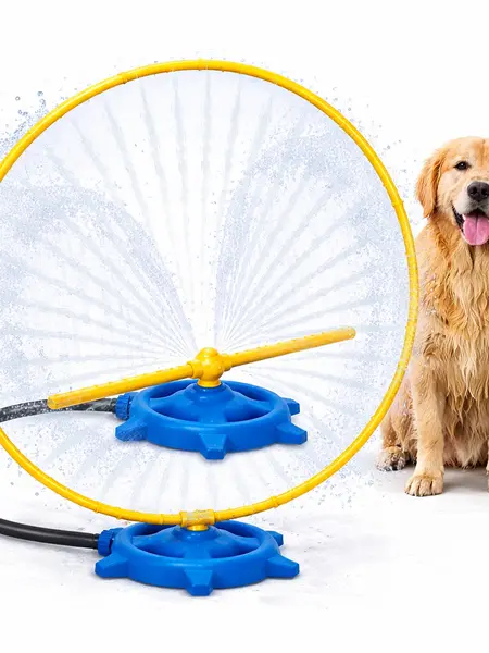 2-in-1 Dog Splash Sprinkler Toy – 360° Water Play Wheel for Pets Outdoor Summer Fun Watering Fun