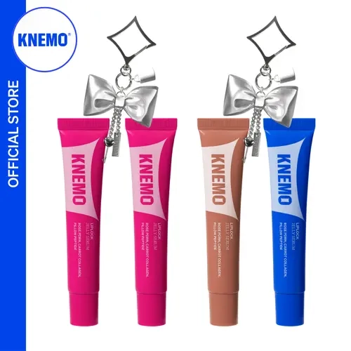 [KNEMO OFFICIAL] Double LipLock Crystal Silicone Lipgloss Set - 2 LipLock Jelly Serums, Ribbon Keychain Charm, Vegan Rose PDRN, Carrot Collagen, Pillow Peptides, Glossy, Lightweight, Hydrating, Plumping, Sensitive-Skin Collagen Combo Lip Treatments, Cosme