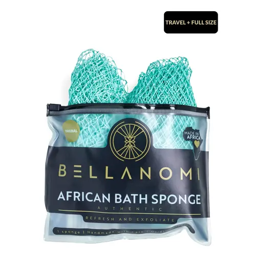 2 Pack African Exfoliating Net Sponge Duo – Mini Size + Full-Length Body Sponge (2-Pack) for Smooth Skin