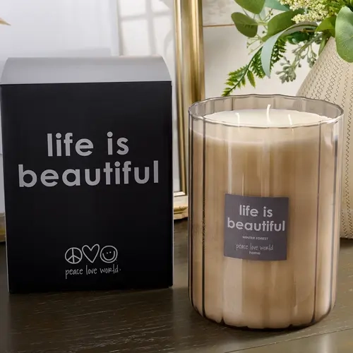 Peace Love World Luxe 90oz Glass Candle with Gift Boxes